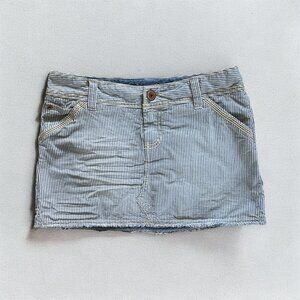 American Eagle Womens Striped Denim Mini Skirt 4 Blue White 100% Cotton Casual